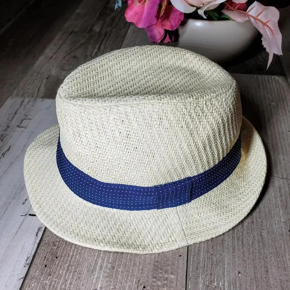 Old Navy Toddler Boy Straw Fedora Styled Hat Size Small 12-24M NWOT